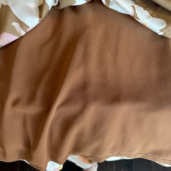 Calvin Klein Size 8 Sleeveless Brown Floral Print Belt w/Ruffle Hem Spring Dress - Picture 14 of 15